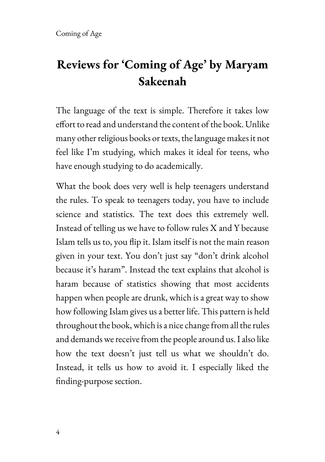 Page 2 of Coming of Age: A Handbook for Muslim Teenagers, Book 1 for Boys