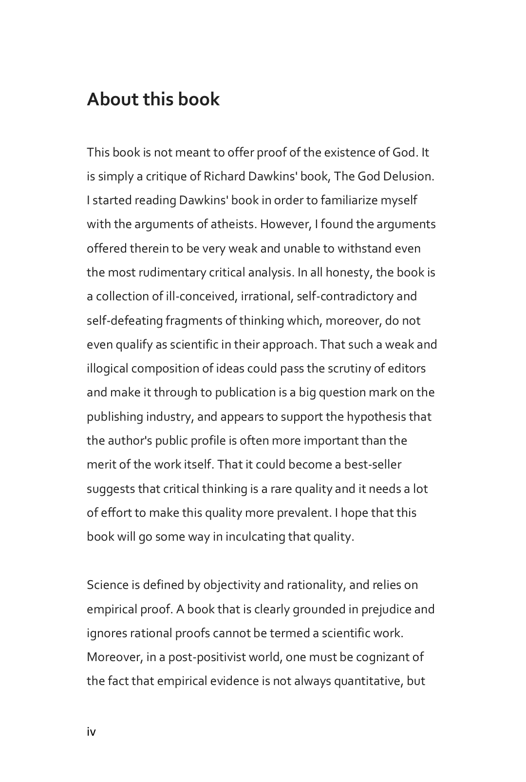 Page 1 of A Critique of The God Delusion