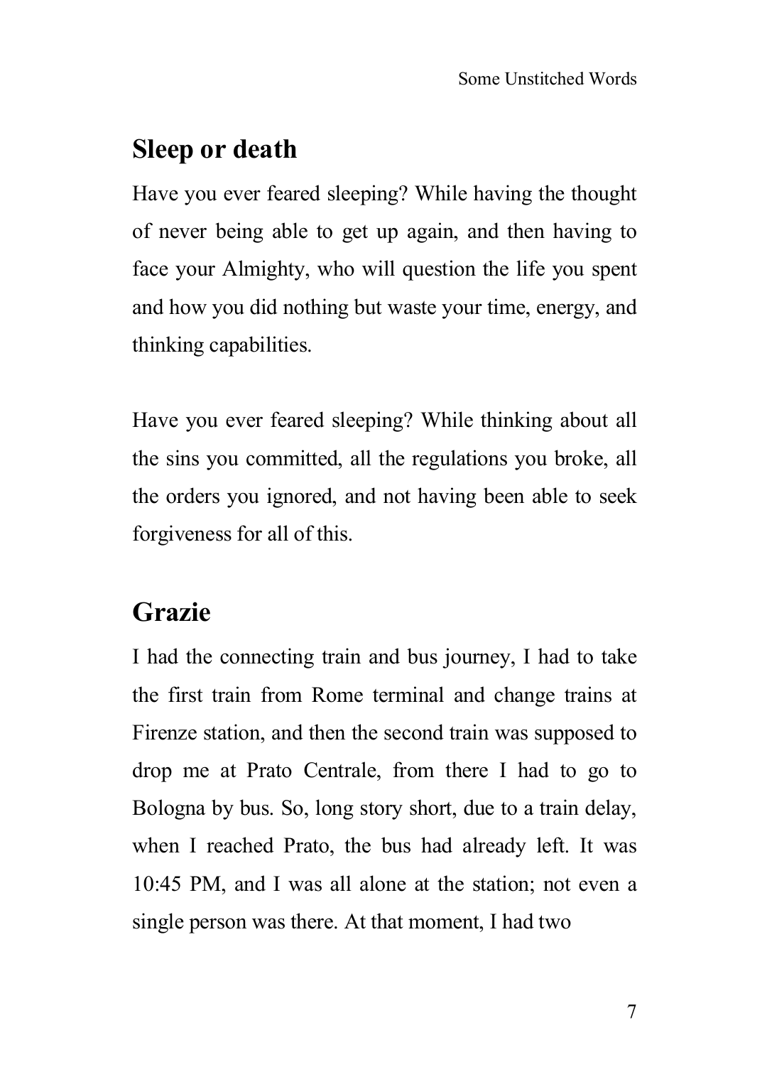 Page 7 of Some Unstitched Words